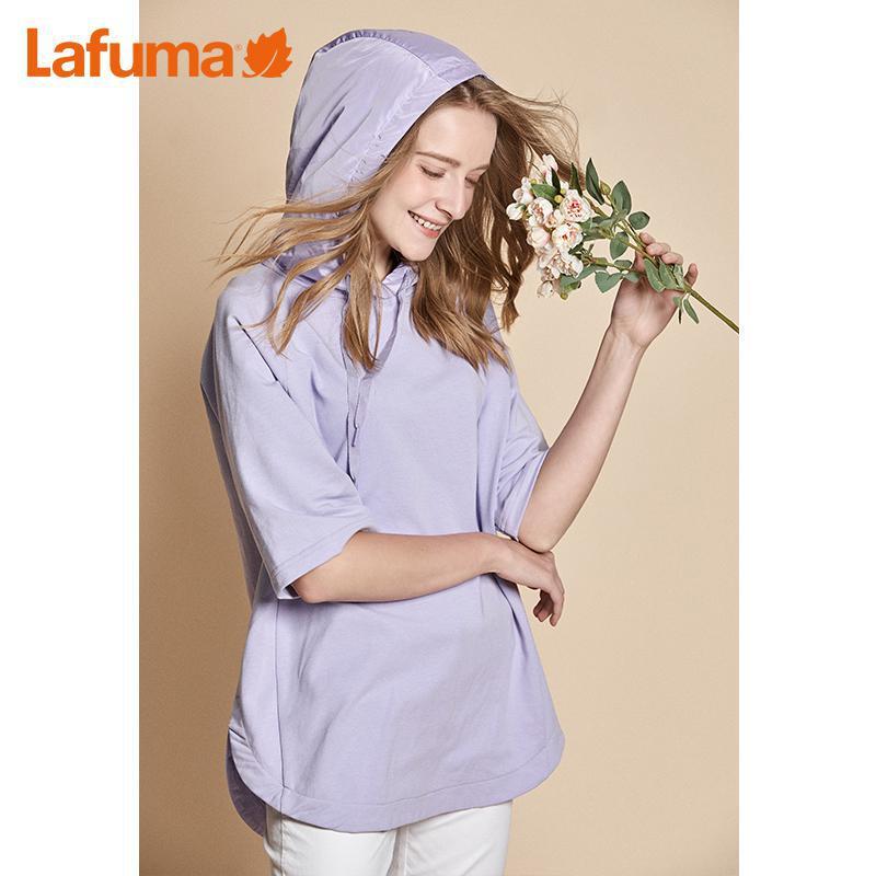 乐飞叶（LAFUMA）运动户外卫衣宽松五分袖T恤女连帽衫外套LFTS9BL13