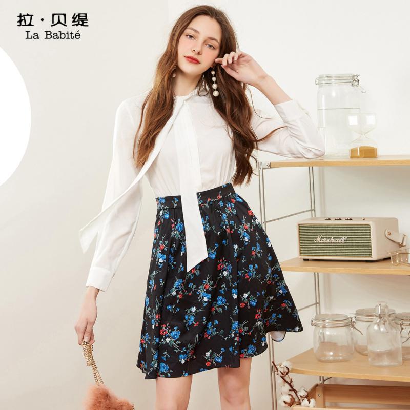 【专柜同款】雪纺连衣裙女秋装新款收腰遮肚蓬蓬裙仙女裙甜美假两件套装裙60006398