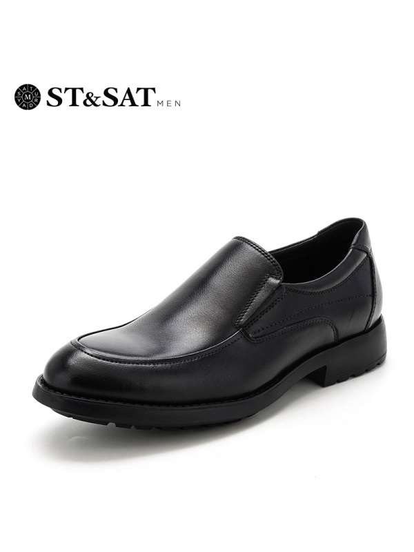 St&Sat/星期六牛皮革方跟圆头商务休闲男单鞋SS73123217