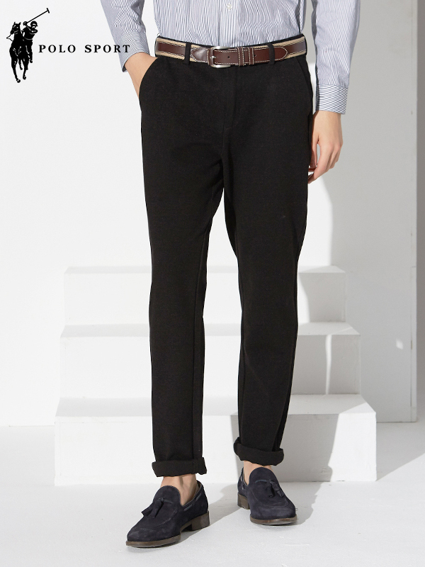 polo sport 休闲裤男秋冬季男装新款修身弹力直筒裤子男 黑色
