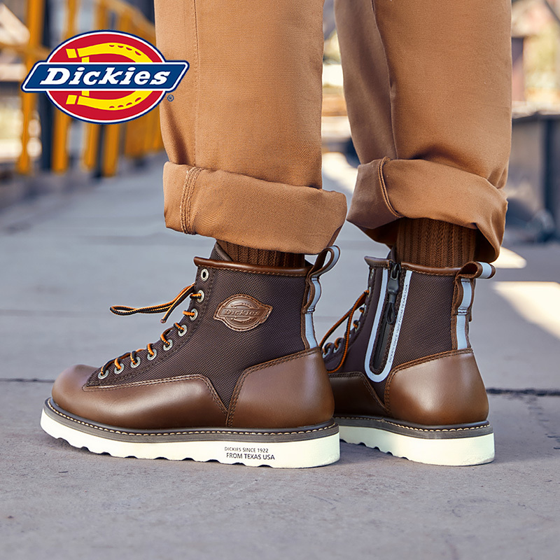 dickies马丁靴男冬季新款高帮工装靴英伦风百搭短靴黑色皮靴194m50lxs
