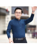 真口袋商务休闲宽松版秋季爸爸装长袖简约斜纹T恤男中年polo衫