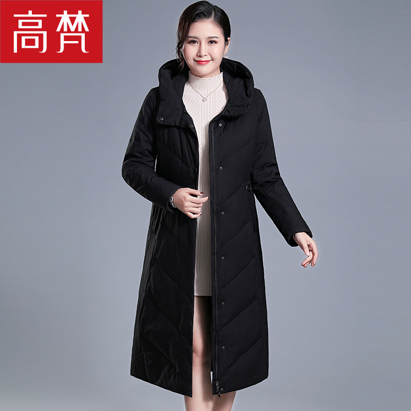 高梵妈妈外套女秋冬2020年新款高端时尚加厚品牌长款羽绒服女过膝