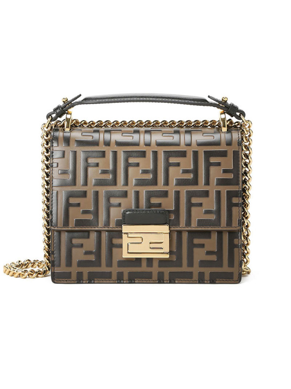 预订 FENDI芬迪 KAN U链条包小号 FF标识老花款8M0417金扣