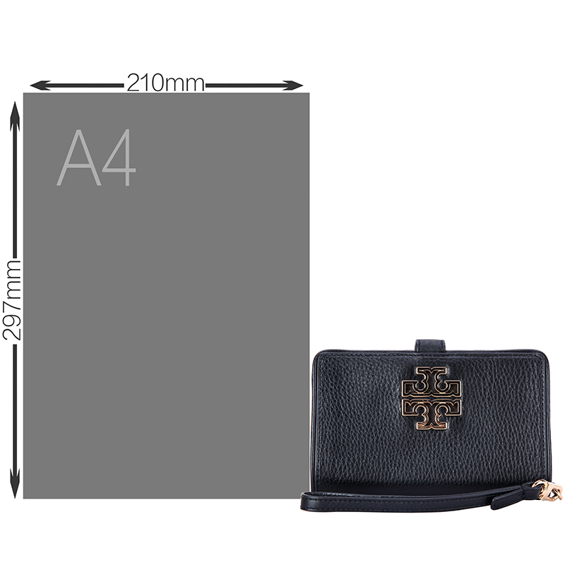 TORY BURCH 托里·伯奇 商务简约女士黑色皮质中长款手拿包零钱包 39062 001
