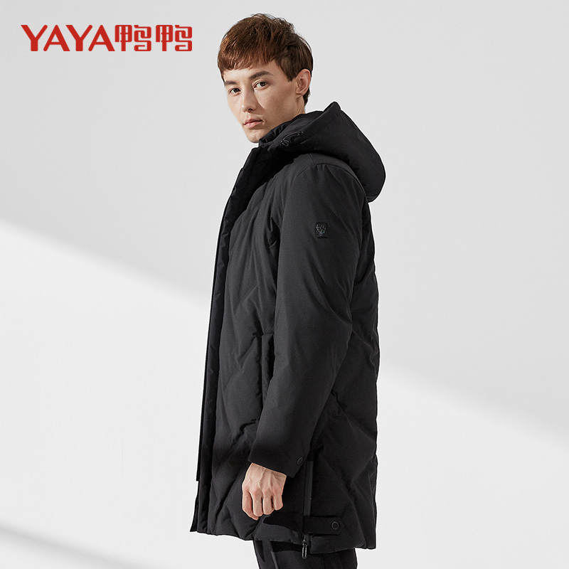 鸭鸭 新品中长款羽绒服男装时尚连帽保暖冬季外套A-58314