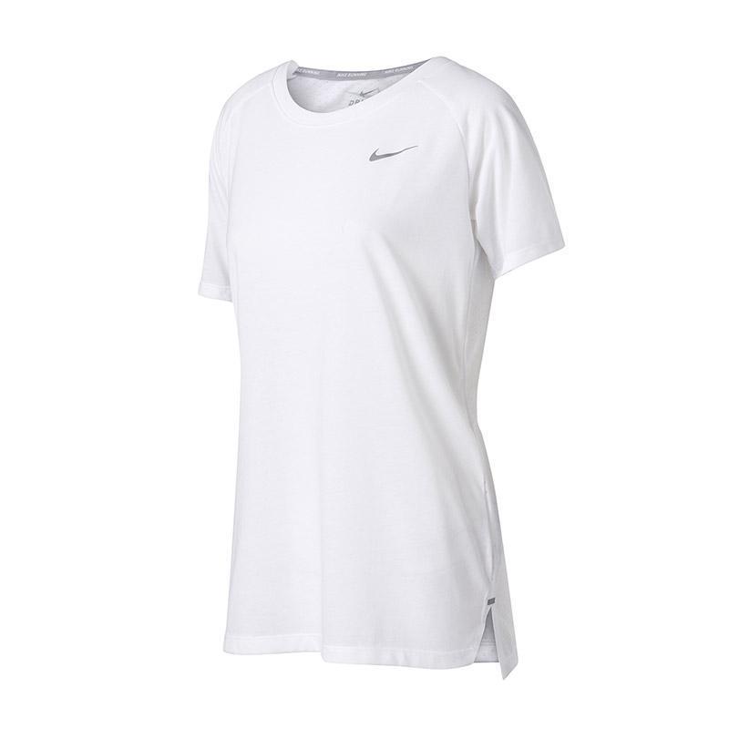 NIKE耐克女短袖T恤休闲透气圆领训练跑步运动上衣890192 L 890192-010黑+反光银