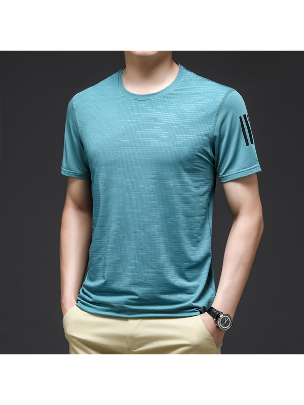 富贵鸟冰丝短袖t恤男士夏季薄款宽松圆领衣服2021新款速干运动健身