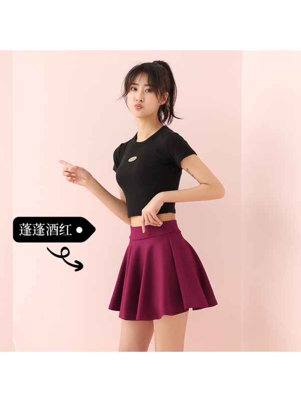 CeenBulled女士运动短裙高腰宽松带安全裤防走光半身裙跑步健身服网球裙夏