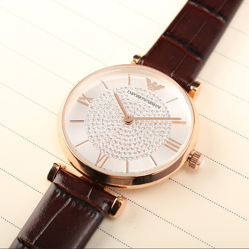 阿玛尼(Emporio Armani)满天星手表 佟丽娅同款新品 皮带商务休闲石英女士腕表 AR11269