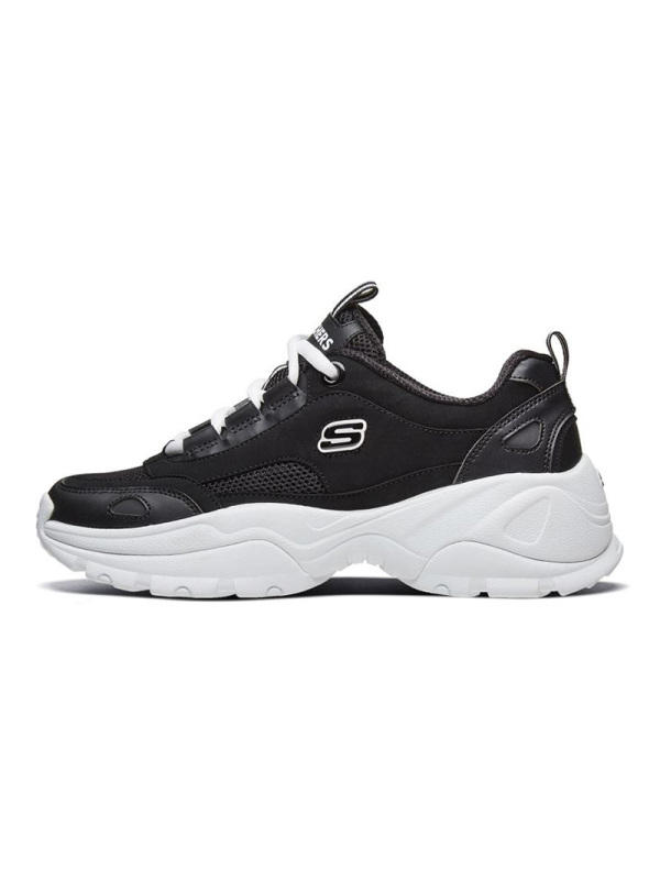 Skechers斯凯奇新款厚底增高老爹鞋复古户外鞋小黑鞋女-88888333-BLK