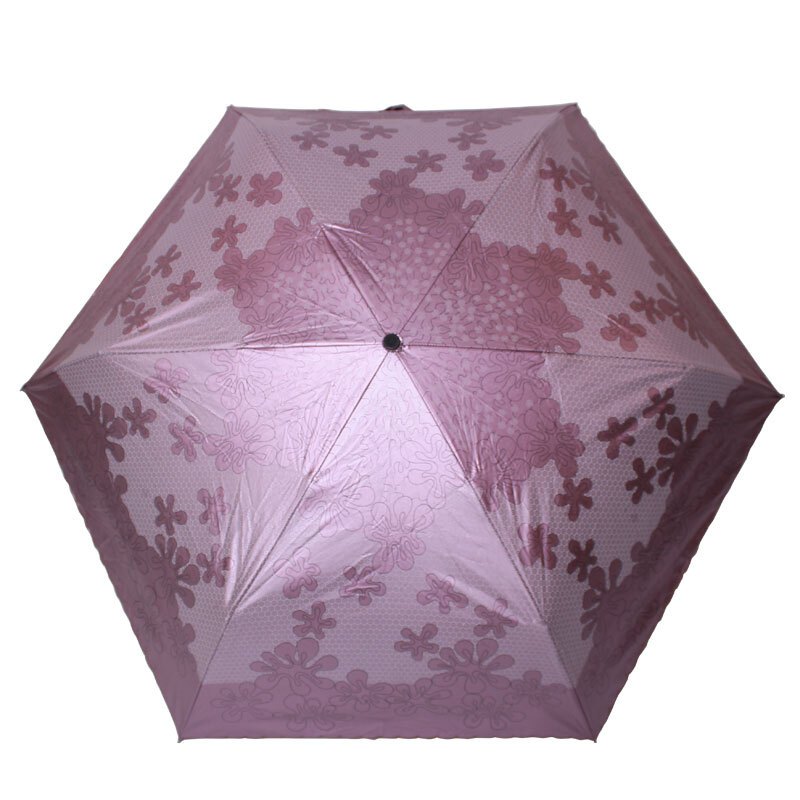 天堂伞 碳纤超轻超强防晒偶遇莱雅黑涤彩胶三折晴雨伞 49033E