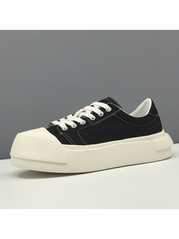 男生厚底黑色板鞋男款潮鞋欧洲站百搭男士牛仔布夏季透气休闲鞋男