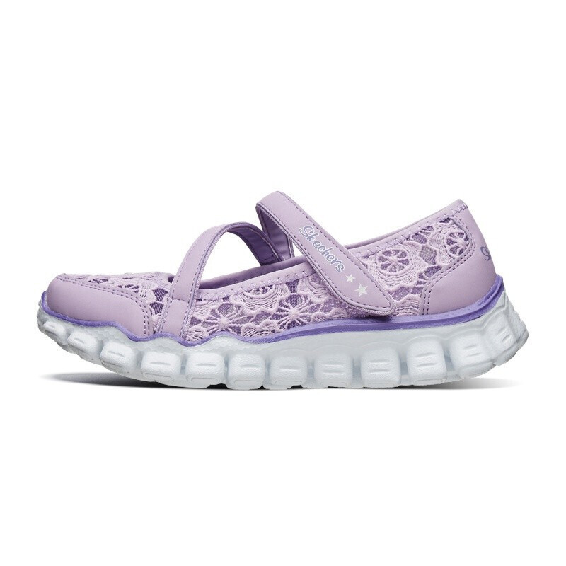 skechers斯凯奇童鞋新款玛丽珍休闲鞋女童蕾丝布凉鞋996461l