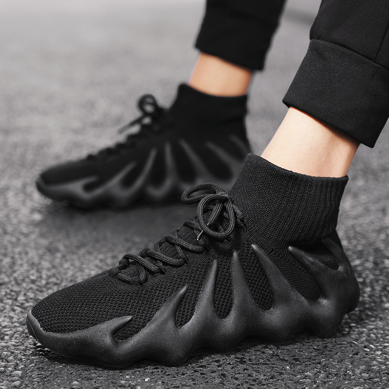 ceba高帮袜子鞋飞织透气青年潮流百搭运动潮鞋时尚网红休闲男鞋