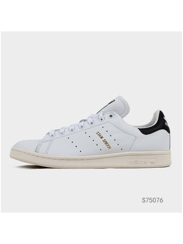 阿迪达斯三叶草男鞋春夏运动鞋STANSMITH黑尾皮面休闲板鞋S75076
