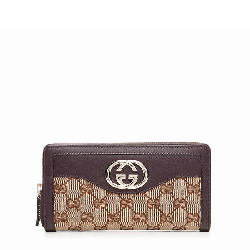 gucci古驰中性帆布配皮拼接全拉链式钱包308012视频