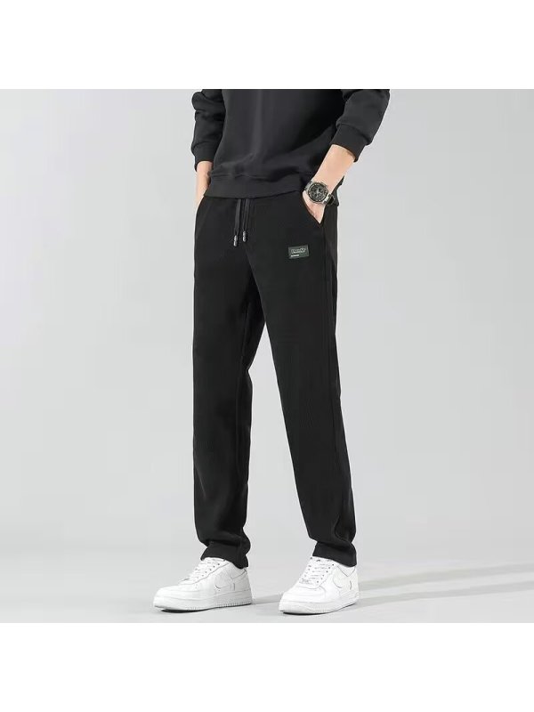 秋冬男裤垂感卫裤男士直筒型竖条纹大码灯芯绒加厚休闲裤