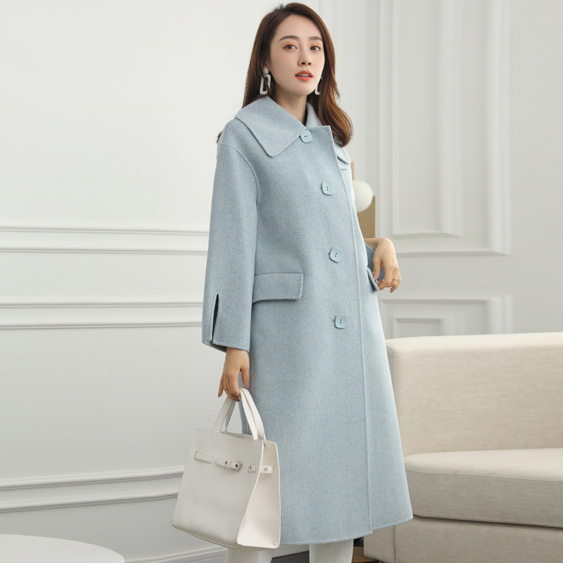憨厚皇后 2018秋冬新款双面呢大衣女羊毛呢子外套长款韩版风衣84