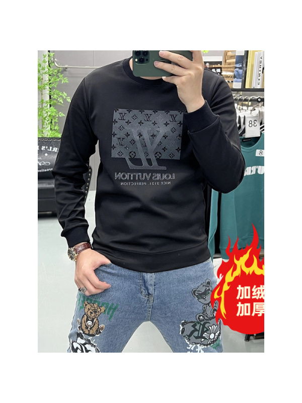 欧洲站高端潮牌印花卫衣男装时尚潮流秋冬季新款男士圆领长袖上衣