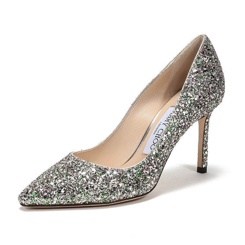 JIMMY CHOO 周仰杰 女士闪光面料尖头高跟鞋 ROMY 85 CGF 204