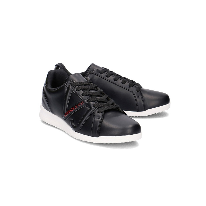 versace范思哲vj男士系带休闲运动鞋板鞋百搭小黑鞋官方验货