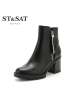 St&Sat/星期六冬季牛皮革圆头粗跟短靴女靴子SS74116541