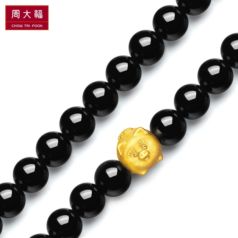 周大福珠宝首饰金猪足金黄金玉髓手链/手串R21137