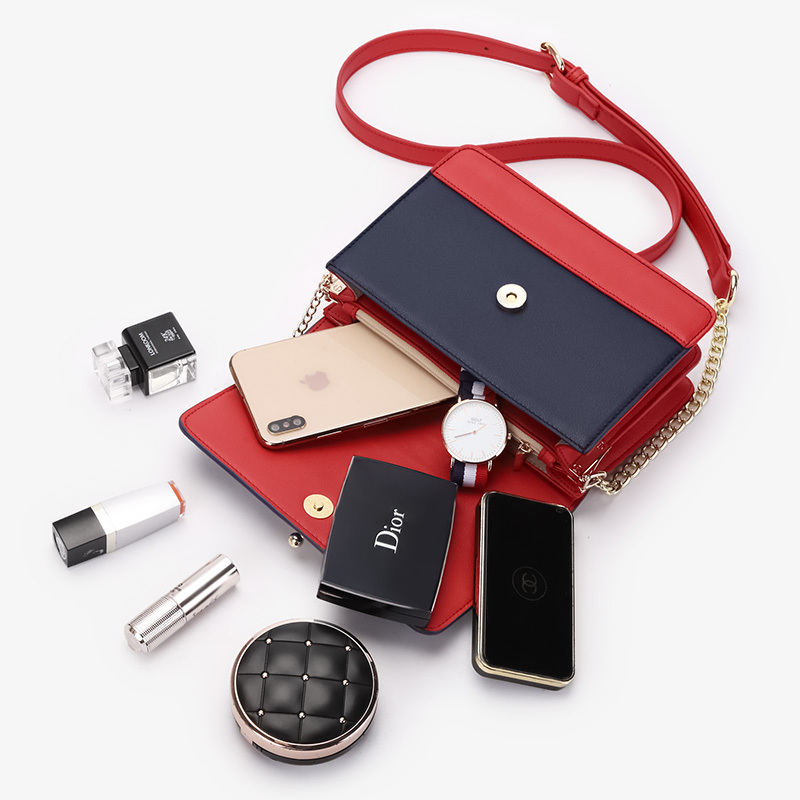 肩包女2019新款包包女包时尚撞色斜挎包欧英伦简约大容量多隔层小方包