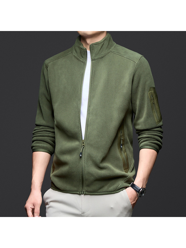 户外休闲抓绒衣男士外套秋冬季新款加厚立领拉链保暖奥粒绒卫衣男