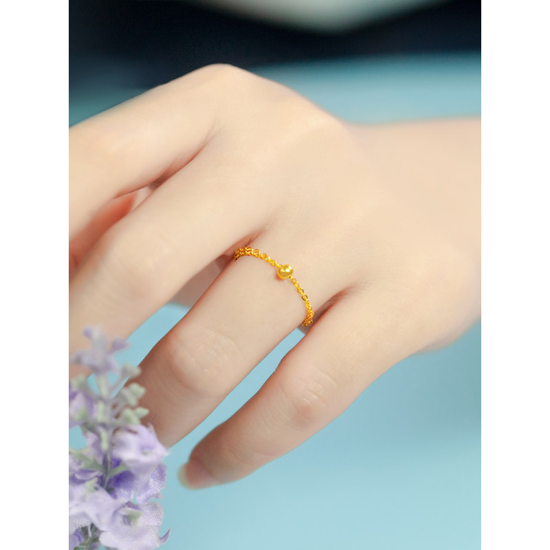 ZHAO LIANG 兆亮珠宝 黄金戒指女足金999转运珠尾戒软链戒子女款网红推荐