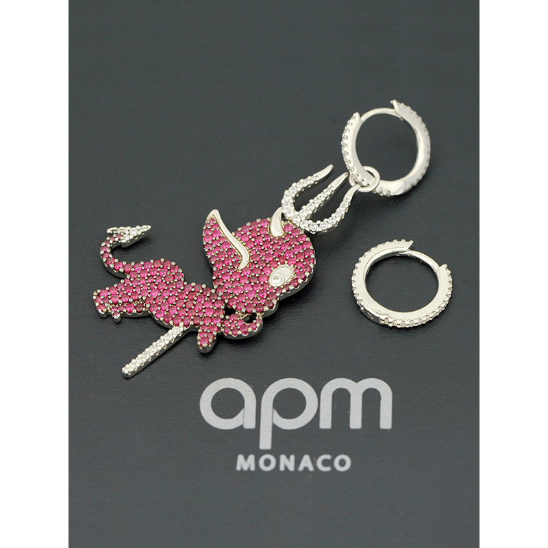 【apm MONACO】不对称爱神丘比特耳环S925银耳饰时尚穿孔耳坠女士饰欧美风格情人节