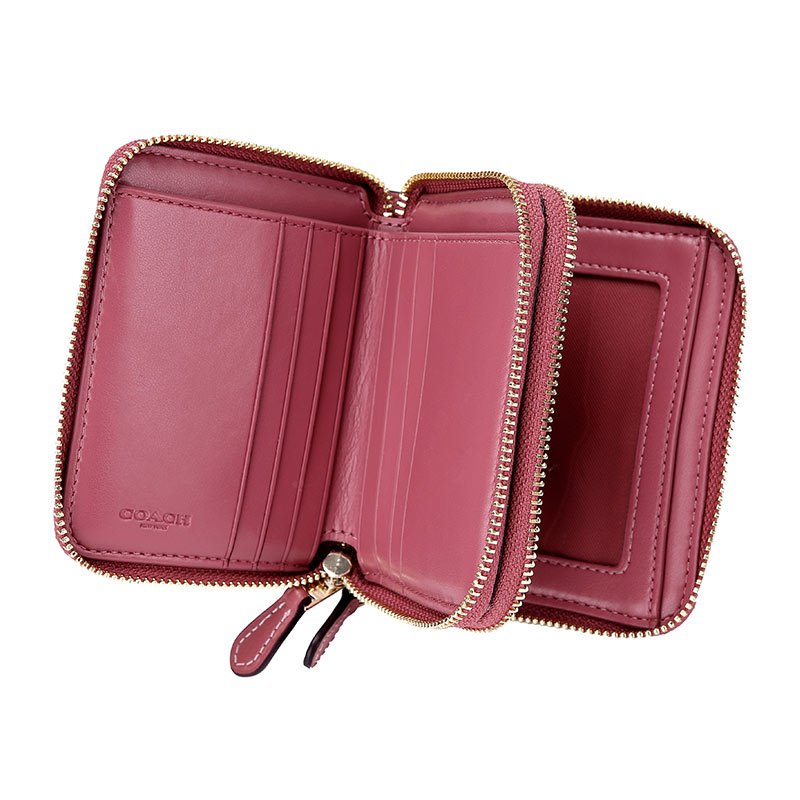 COACH 蔻驰 奢侈品 女士粉色格子拼色人造革短款钱包钱夹 F76753 IMP5P
