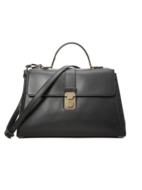 Bottega Veneta/葆蝶家 女包Piazza牛皮编织锁扣手拎斜挎包 489509