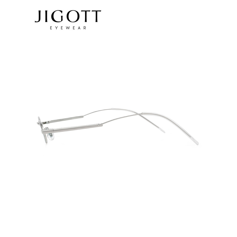 JIGOTT太阳镜 女士金属细框浅色尼龙镜片潮墨镜 52029银框透蓝片