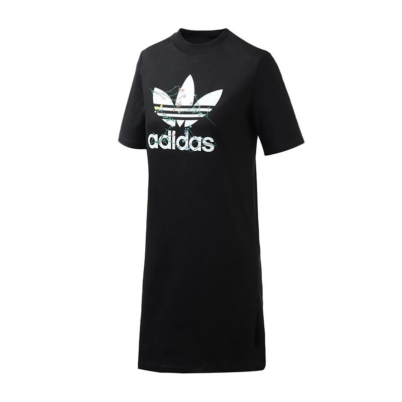 adidas阿迪达斯三叶草女装运动服LOGO款TEE DRESS休闲连衣裙FL0037