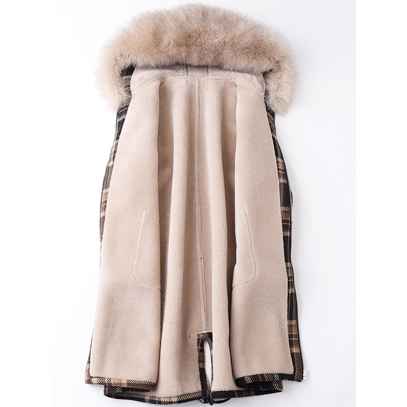 憨厚皇后2019春季新款羊毛皮草海宁羊剪毛连帽狐狸毛领女韩版外套