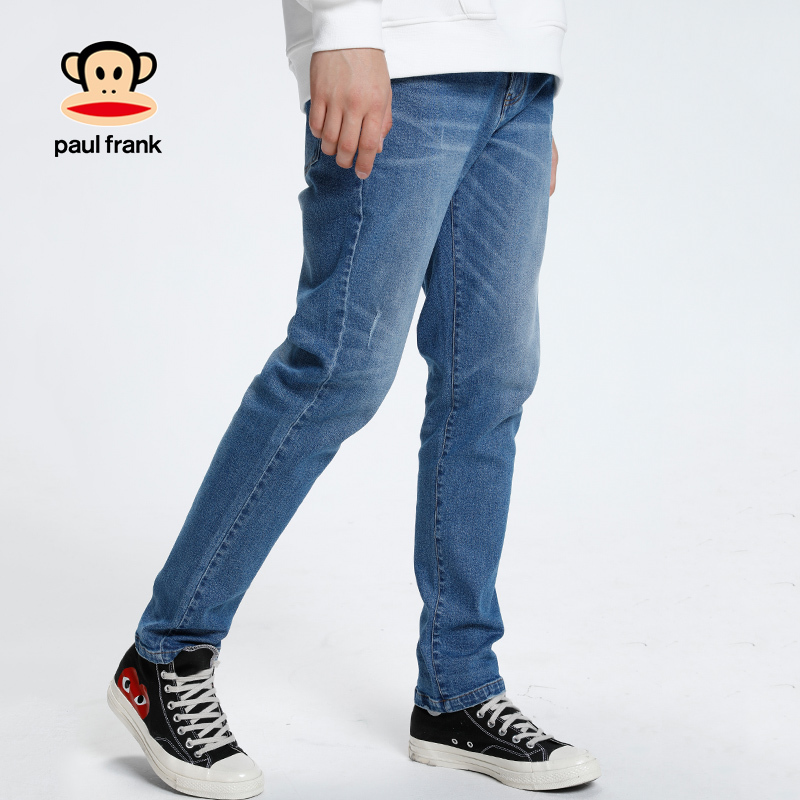 PaulFrank/大嘴猴年裤子男牛仔裤直筒休闲韩版学生下装 M 牛仔蓝