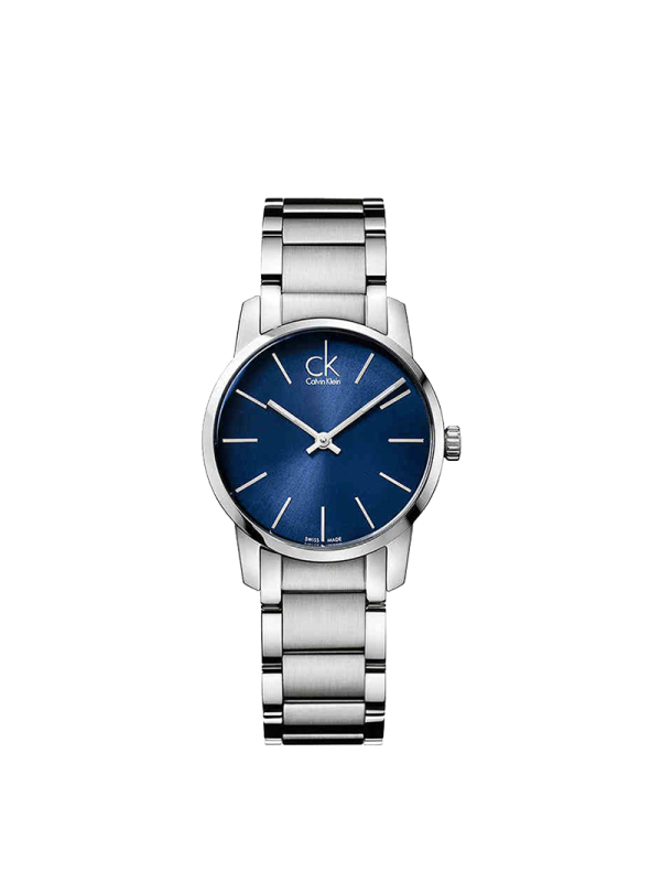 ck卡文克莱手表女表夜光蓝盘钢带石英表k2g2314n