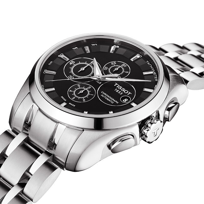天梭tissot库图系列自动机械时尚商务休闲简约钢带男士手表t
