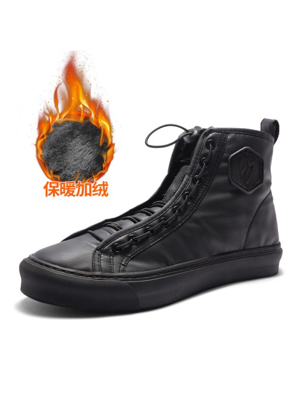 维界男鞋加绒保暖时尚高帮帆布鞋男士韩版潮流百搭青春精神小伙鞋