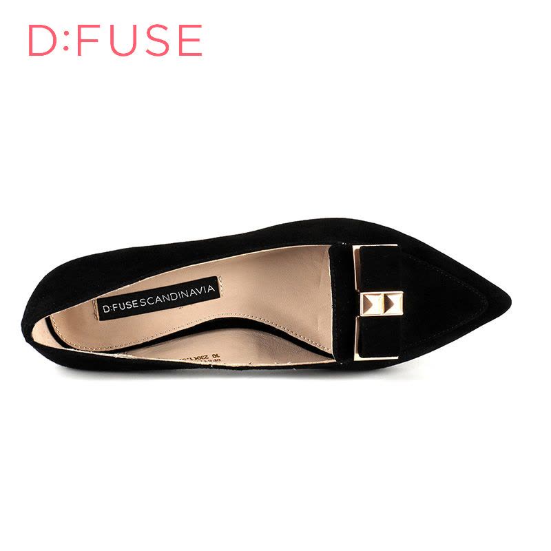 D：Fuse/迪芙斯春季新款羊皮蝴蝶结尖头低跟单鞋女鞋DF61113104图片