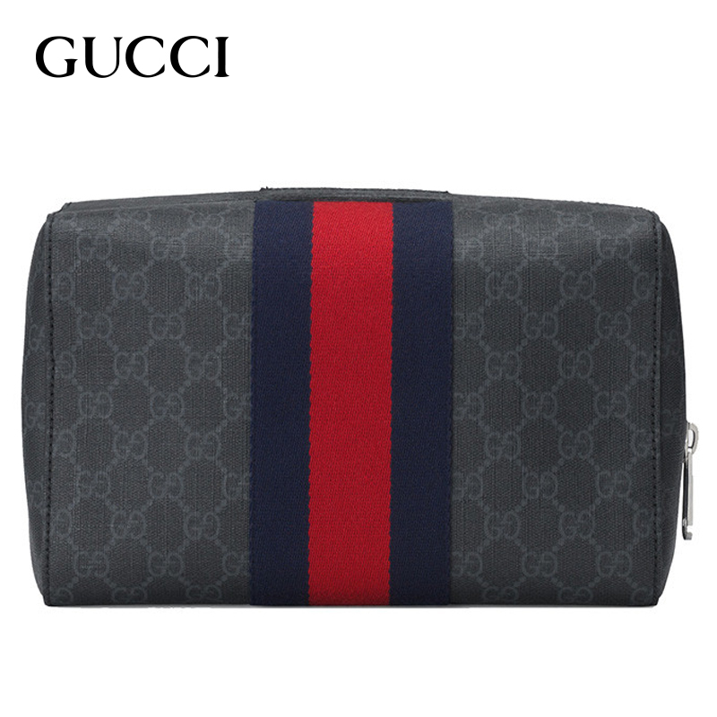 GUCCI 古驰男包 gucci古奇奢侈品男士黑灰色尼龙手拿包