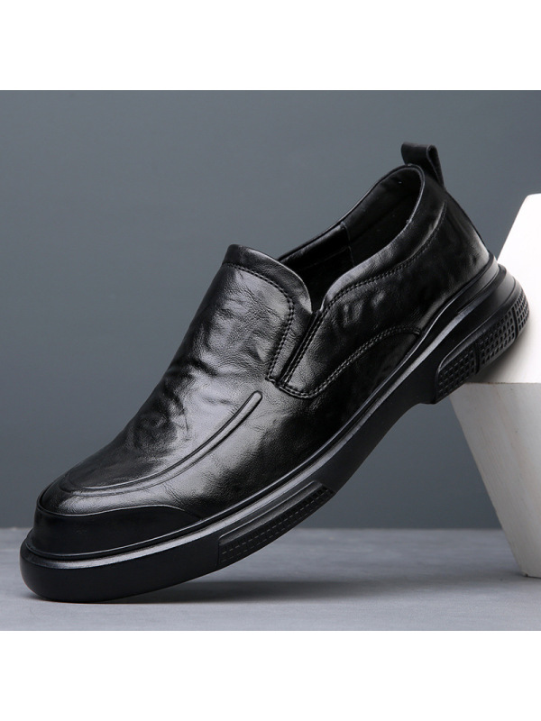 2025春季新款真皮男鞋透气商务正装皮鞋男士潮流百搭圆头休闲鞋男