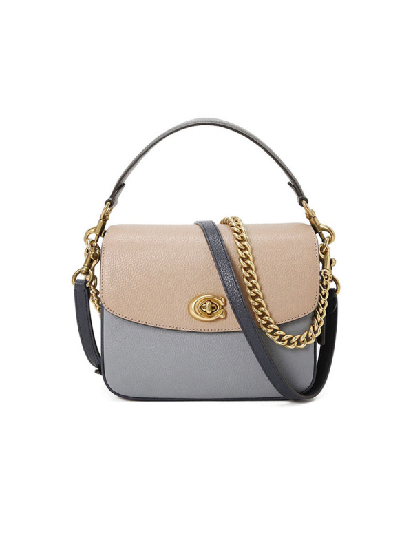 蔻驰COACH CASSIE邮差包 粒面皮金扣 女士单肩斜挎手提包 89088