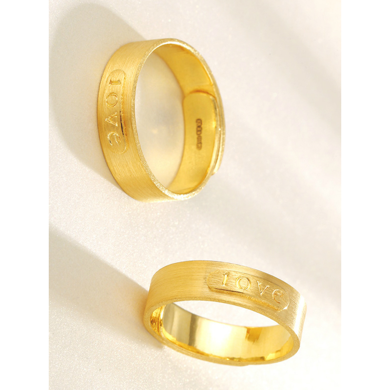 金大福(King tai fook)珠宝 黄金足金999戒指男女款 足金LOVE情侣戒指开口 活口情侣戒指