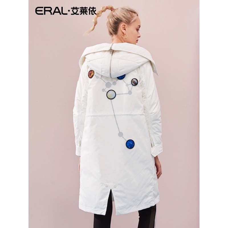 艾莱依2018新款羽绒服女长袖中长款加厚