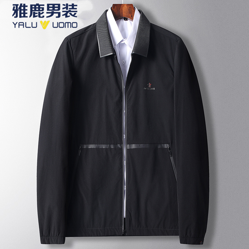 雅鹿男装新品首发纯色休闲商务百搭夹克基础款男士外套YL-QX20632