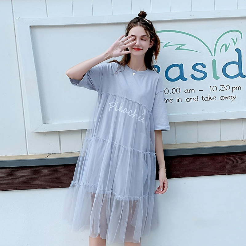 【2019新款夏季连衣裙】流行纱中长裙子夏装女裙子宽松舒适