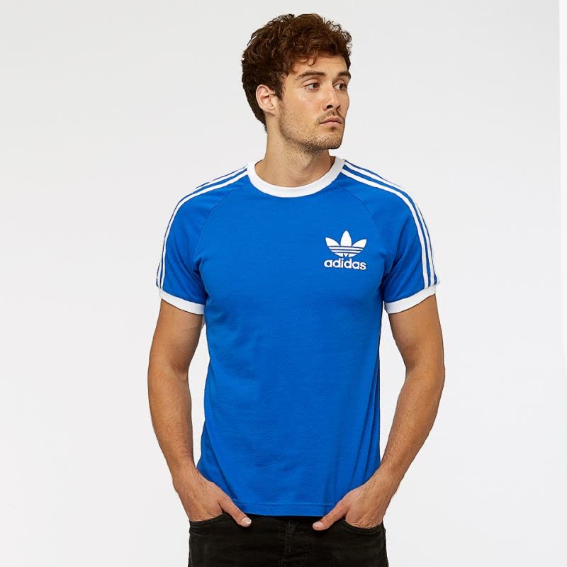 Adidas阿迪达斯Trefoilcalifornia男款T恤蓝色白色-BQ7552图片